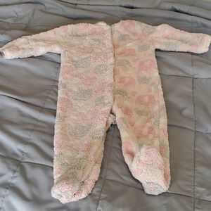 Pink fuzzy elephant footie pjs